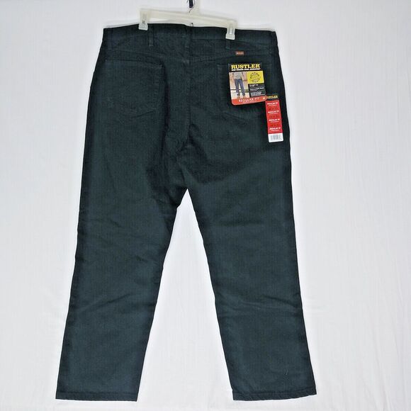 NEW Rustler Wrangler Men’s Regular Fit 44x30 Straight Leg Heavy Weight BLACK - Picture 2 of 7